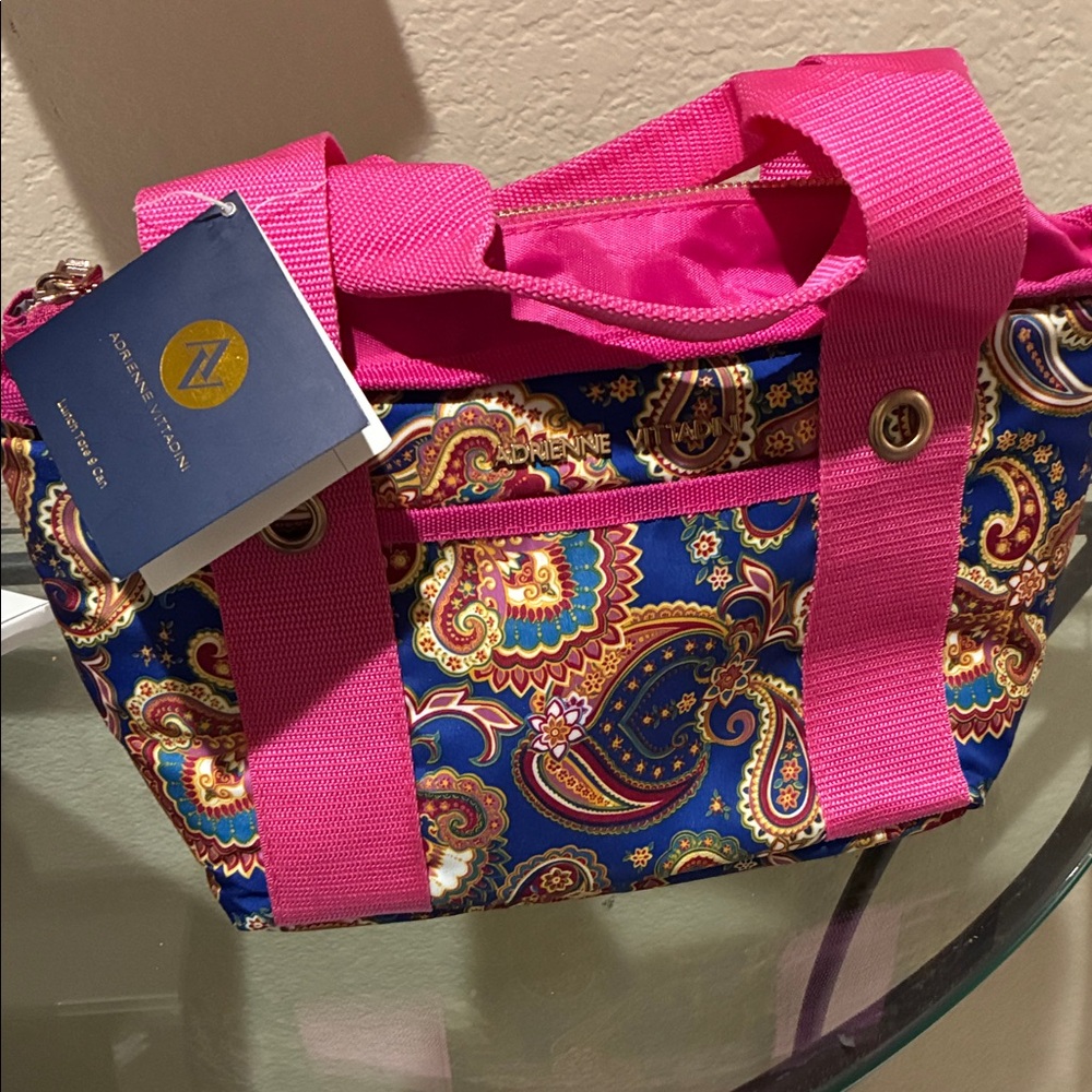 Adrienne Vittadini Pink and Blue Paisley lunch tote
